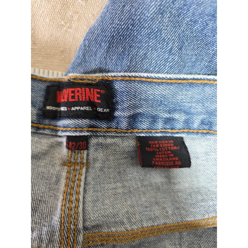 Wolverine Mens Carpenter Jeans 42x30 Blue Denim Workwear Hammer Loop Pants